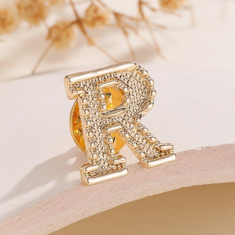 2Pcs New Metal Initial A To Z 26 Letters Pin Suit Shirt Collar Lapel Brooch Pin Badge Fashion Jewelry For Men Women Accessories