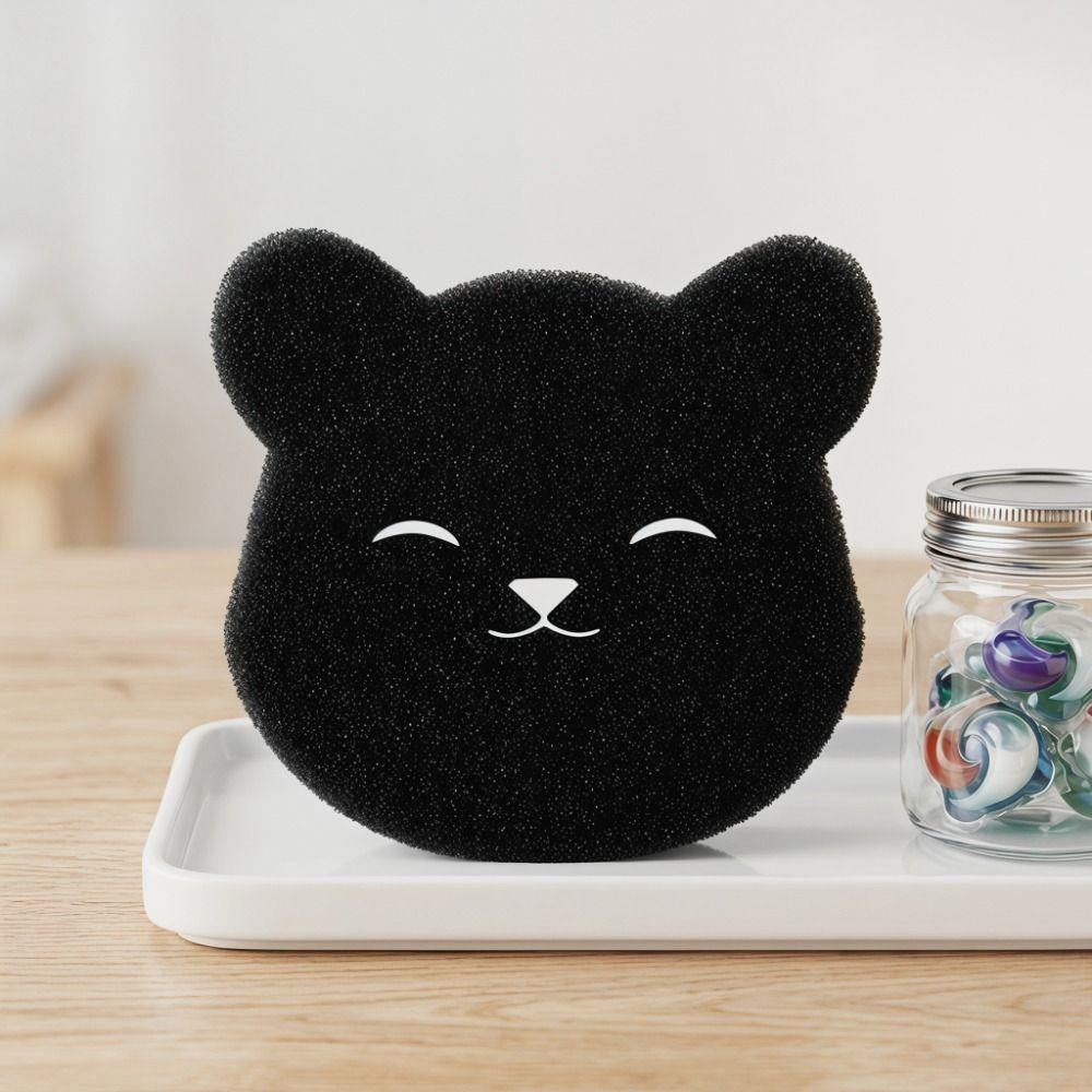4 Pcs Black Pet Hair Remover Bear Shape Cleaning Sponge Fur Remover Laundry Adhesive Film Sofa