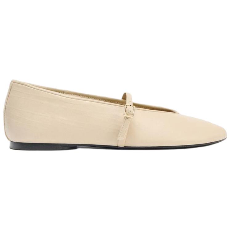 Zara Fashion Flat Mary Jane Shoes Women Shoes Light-Beige 1509611002