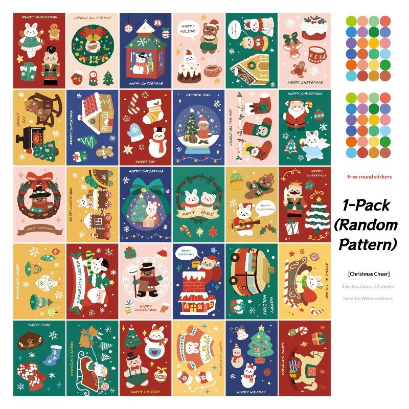 Christmas Greeting Card Vintage Santa Snowman Christmas Cards Holiday Greeting Cards For Friends 1/2/4/6/10 Design Randomly Sent