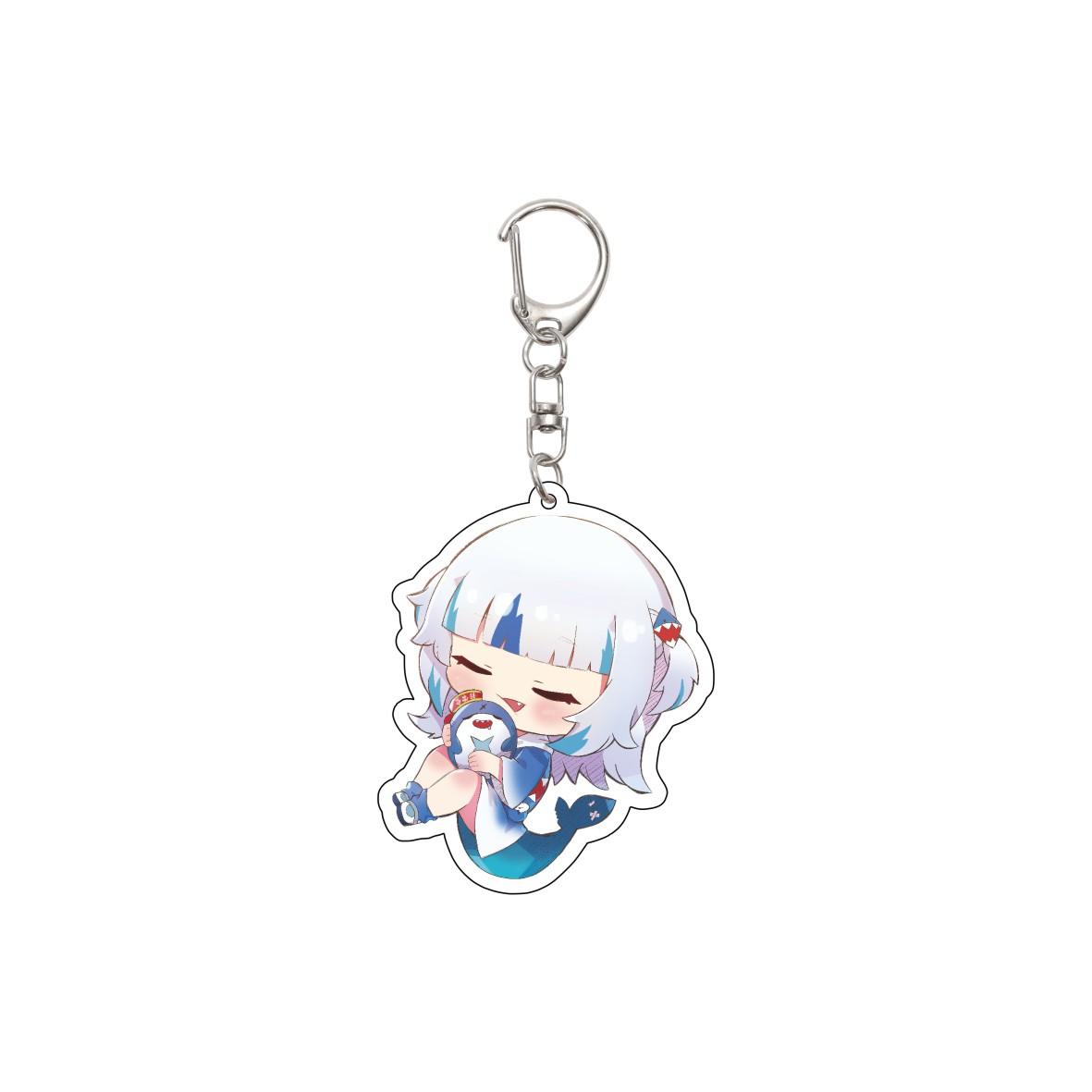 

55MM hololive English Keychain Gawr Gura Key Chain Acrylic Model Plate Christmas Gifts 55mm