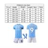 Kids Sports Gear Manchester City Haaland Football Jersey Polyester Blue