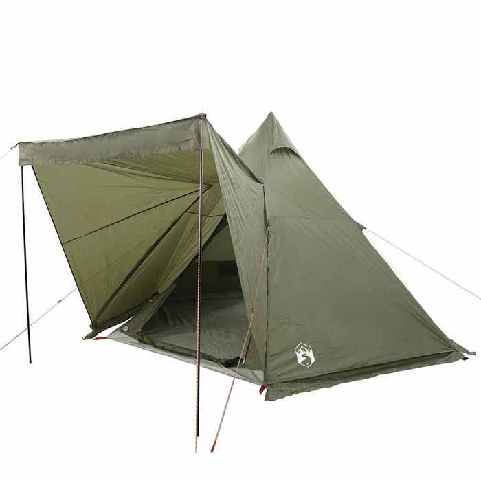 VidaXL Family Tent Tipi 6 Persons Olive Green Waterproof 4009442
