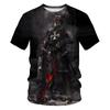 Medieval Knight Templar Print 3D T-shirt Divine Cross Pattern Men's Round Neck Short Sleeve Casual T-shirt Vintage Street Tees