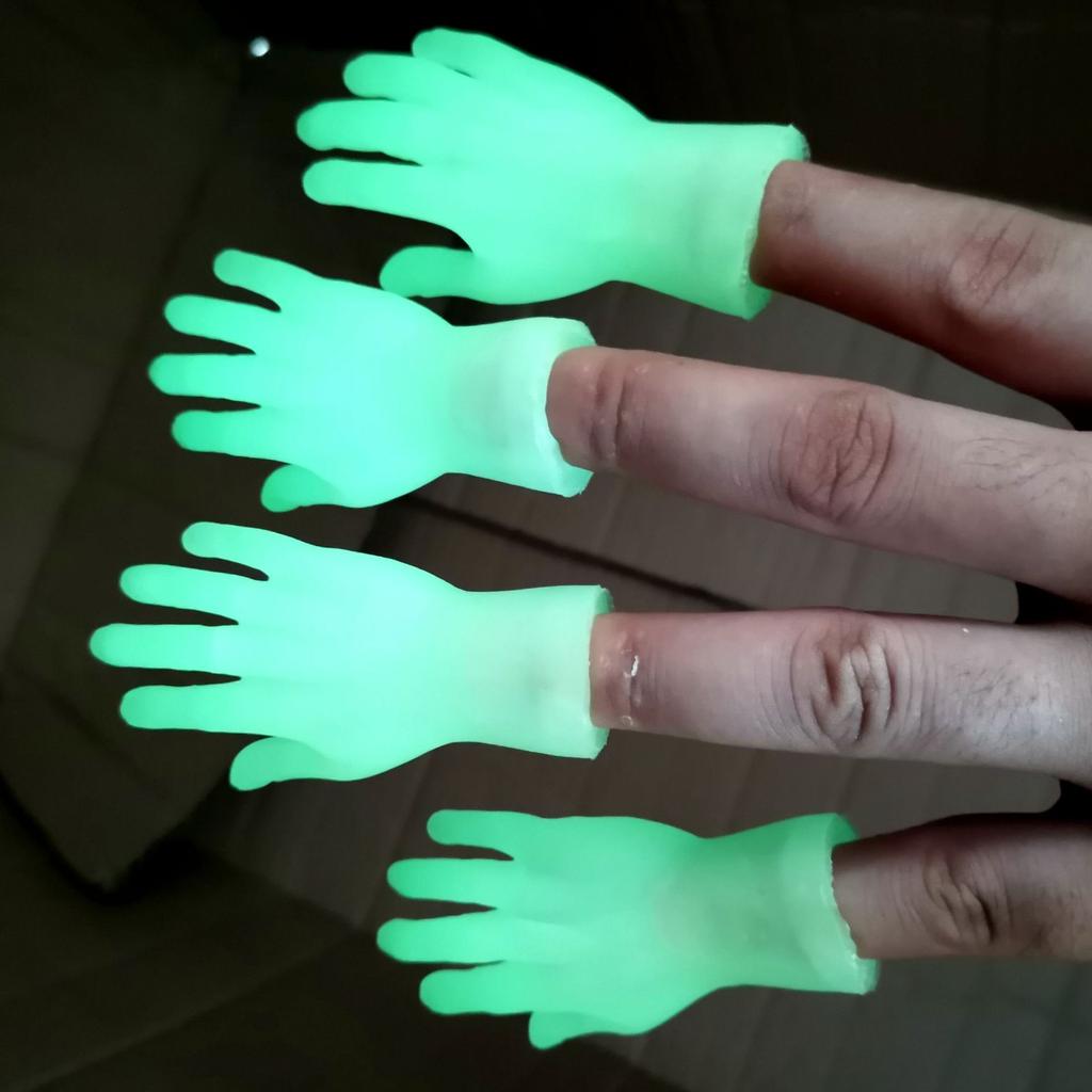 2 stk Lysende Sjov Fingerlegetøj Kreative Mini Fingerhandsker Nyhed Børnelegetøj Lille Håndmodel Halloween Gaver til Voksne Børn