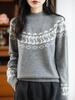 Fair Isle Women's High Neck Color Block Wool Sweater - 2025 New Arrival
