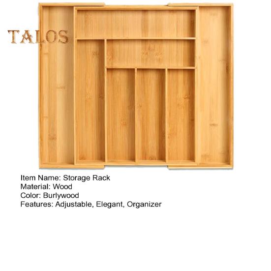 Verstellbarer Besteckkasten aus Bambus, Aufbewahrungsregal, ordentlicher, eleganter Küchenschubladen-Organizer, Wohnaccessoires