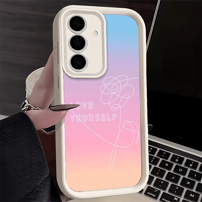 Phone Case for Samsung Galaxy A17 A16 A15 A14 A13 Love Yourself Flower Heart Line Kpop A56 A36 A26 A55 A35 A25 A54 A34 A24 A53 A