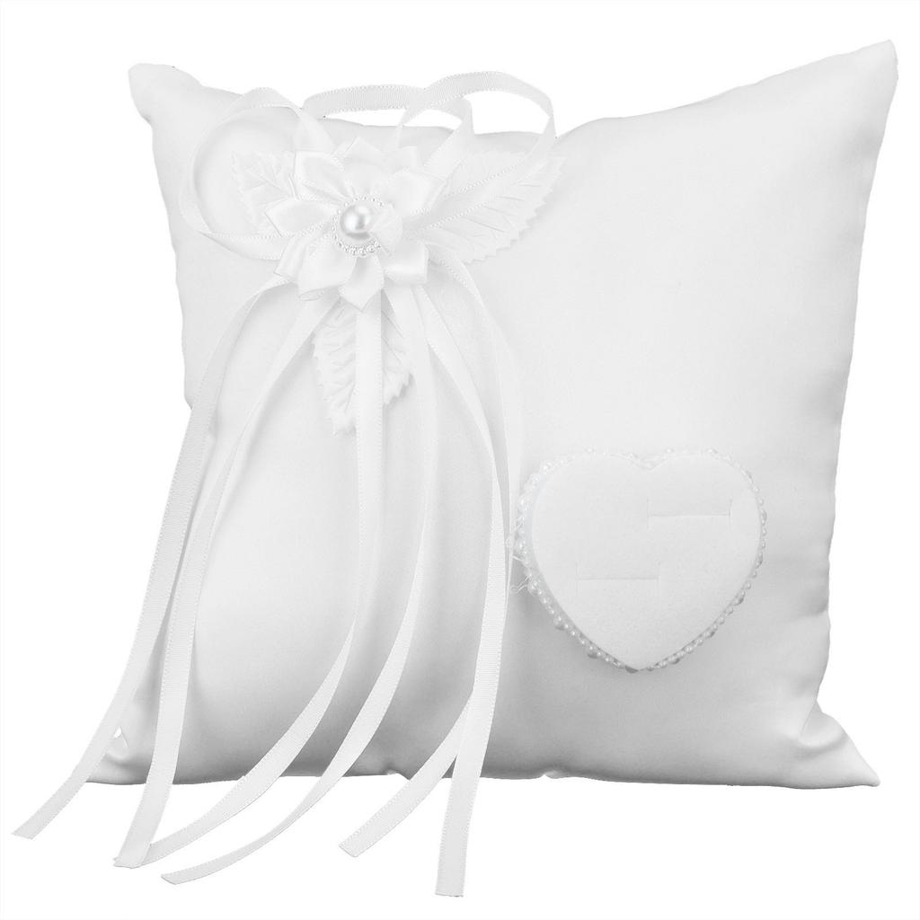 Polštář s bílým prstenem Kamélie ve tvaru srdce prstenový polštářek svatební potřeby pro svatbu večírku