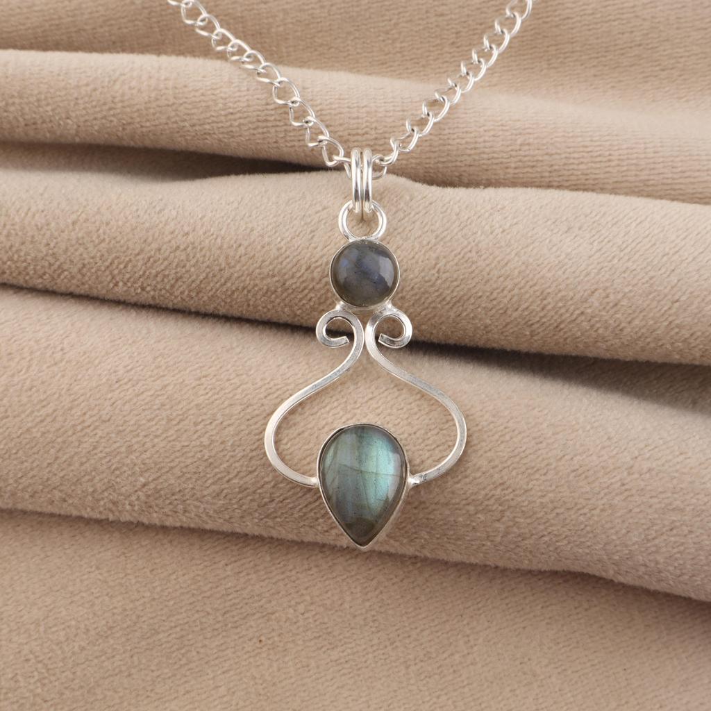 Labradorite Gemstone 925 Sterling Silver Designer Pretty Pendant 1.60" For Mother PP-13-34