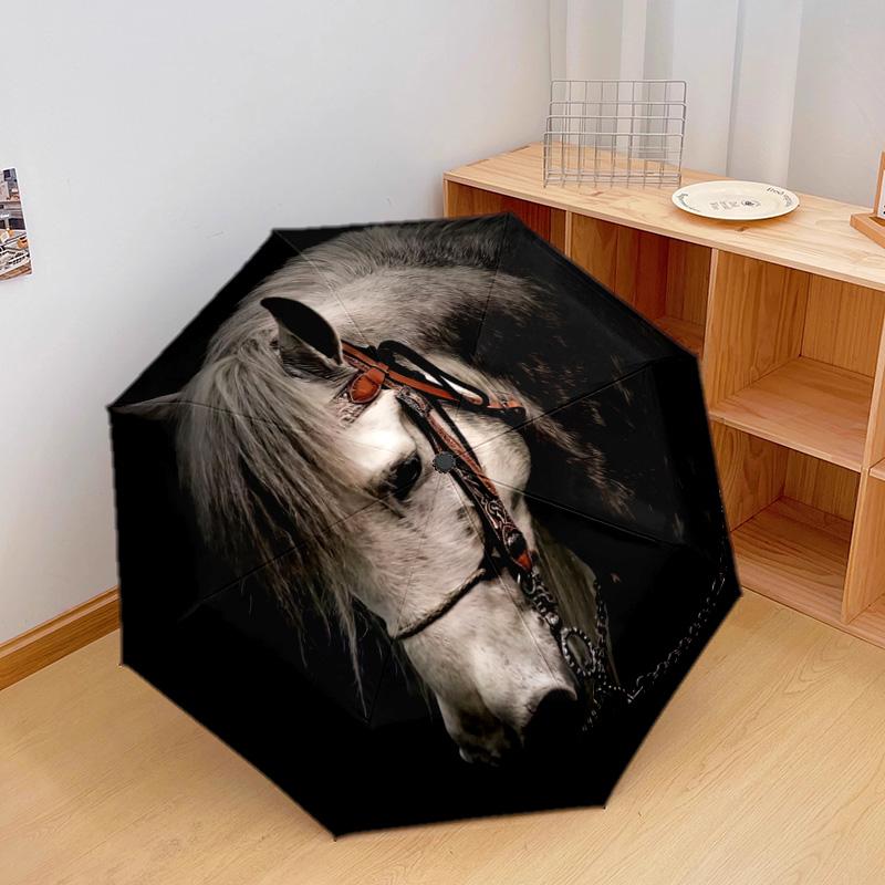 1Pc Horses Motion Automatic Umbrella - Suitable Travel Outdoor Portable Umbrella Birthday Gift Daily Essentials