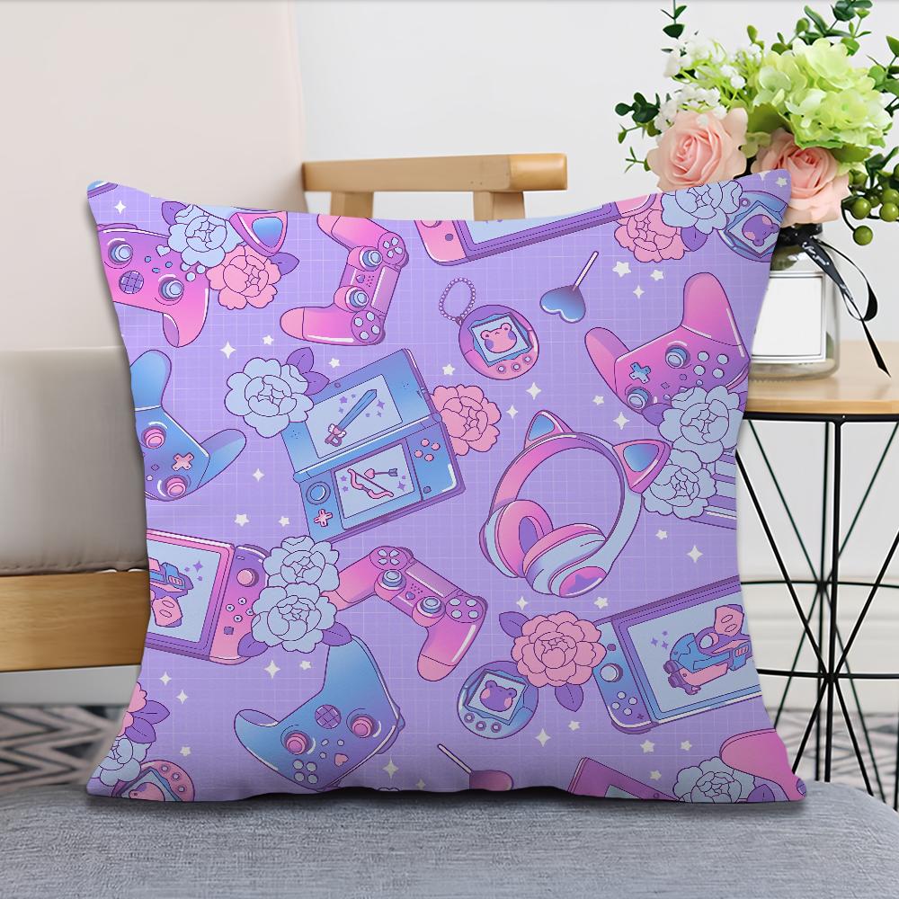 Style Soft Comfortable Anime Gamer Pillow Case for Sofa Living Room Game Home Office Fan Decor Design Square Protective Covers