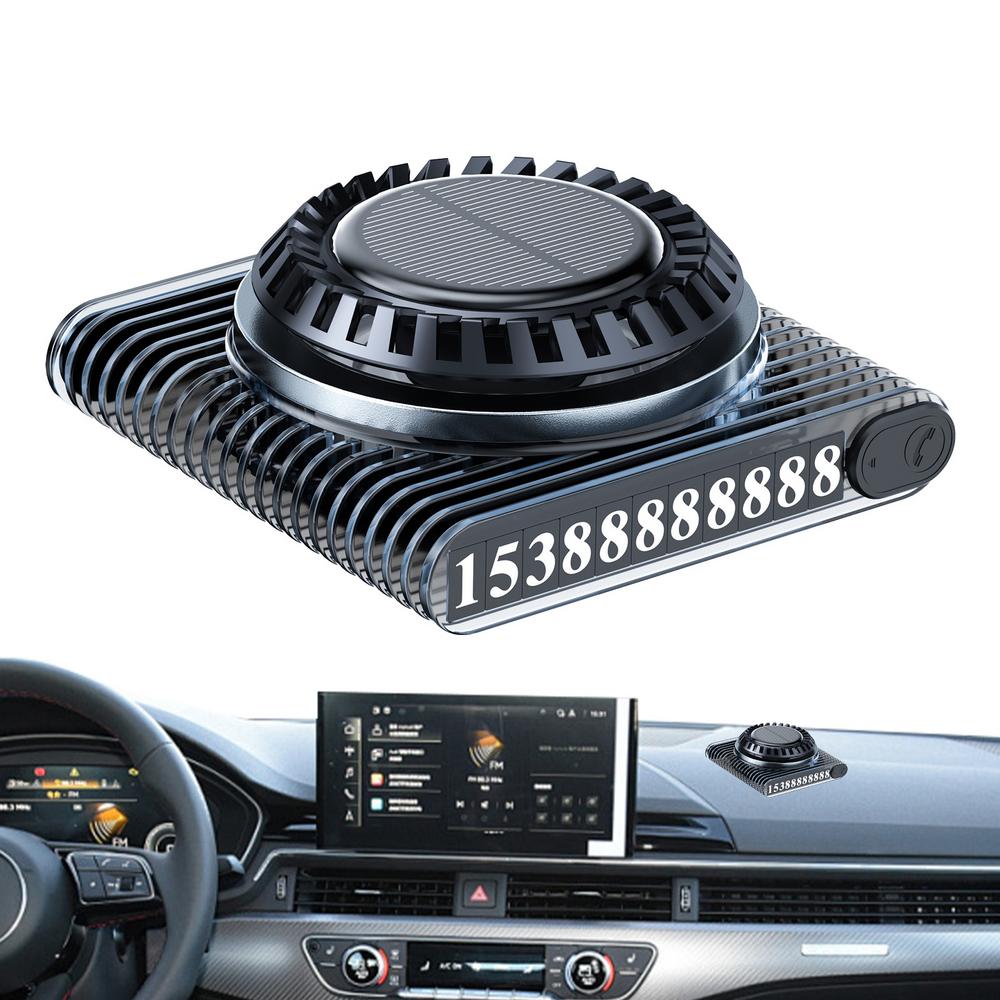 Solar Power Car Air Freshener Solar Rotating Aromatherapy With Temporary Parking Number Plate Odor Eliminator Dashboard