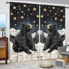 2pcs Starry Bear Pattern Curtain  Blackout  Polyester  for Holiday Window Decor  Home Decor  Rod Pocket Curtain