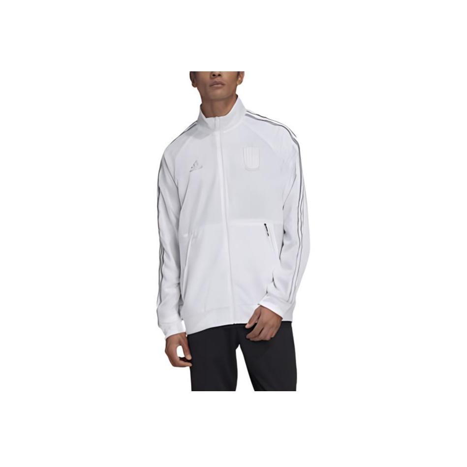 Adidas Belgium Euro 2020 Anthem Casual Jacket With Stand Collar And Brand Logo Unisex Outerwear White FT2858