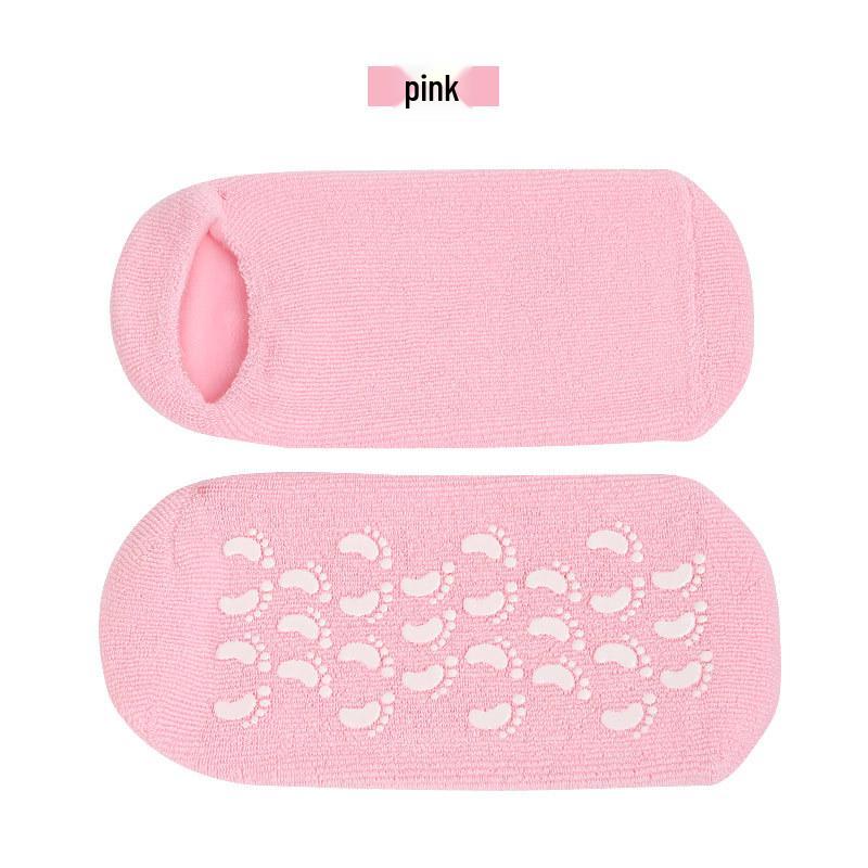 Silicone Gel Cotton Yarn Foot Whitening Socks with Adhesive Grip Strips