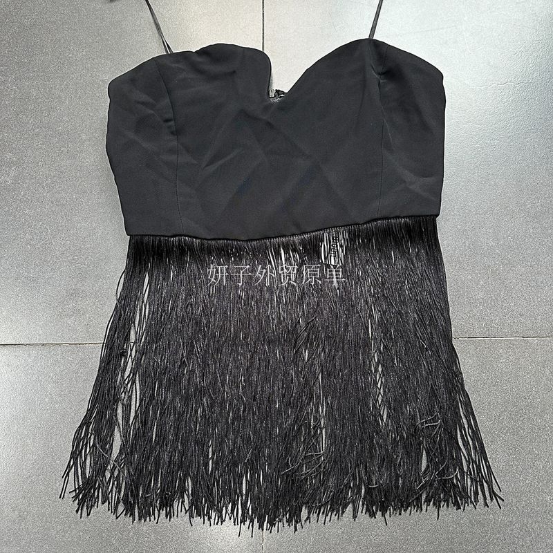 Yan Zi Export Day + Asymmetrical Collar Long Fringe Elegant Sexy Tube Top Vest Tops
