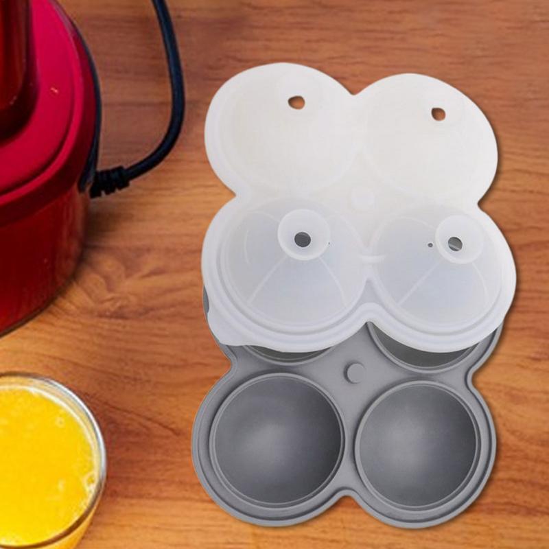 Ice Ball Maker Mold Ice Maker 4 Cavity Silicone Kitchen Sphere Ball Mold Easy Release For Whisky Cocktails Coffee Water
