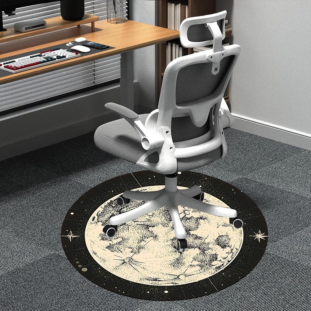 1pc Moon Celestial Office Round Area Rug,  Mat Suitable ForOffice, Under Office Chairs Bedroom Living Room Home Decor, Room Deco