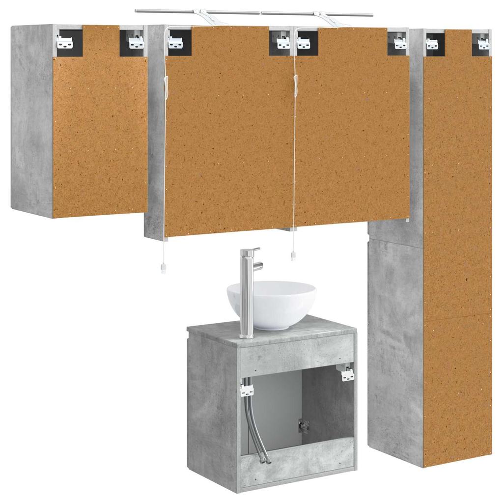 Bathroom Cabinet Set 5 pcs Concrete Grey 50 x 14.5 x 70 cm