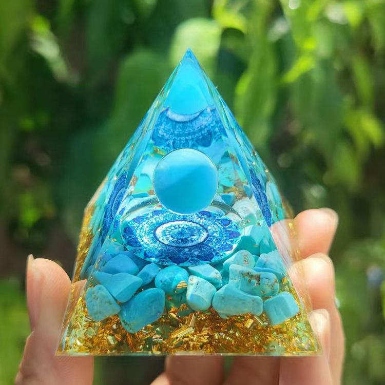Energy Pyramid Reiki Natural Amethyst Ball Healing Crystals Chakra Tool Ornaments Resin Stones Craft Kids Gift Pyramid