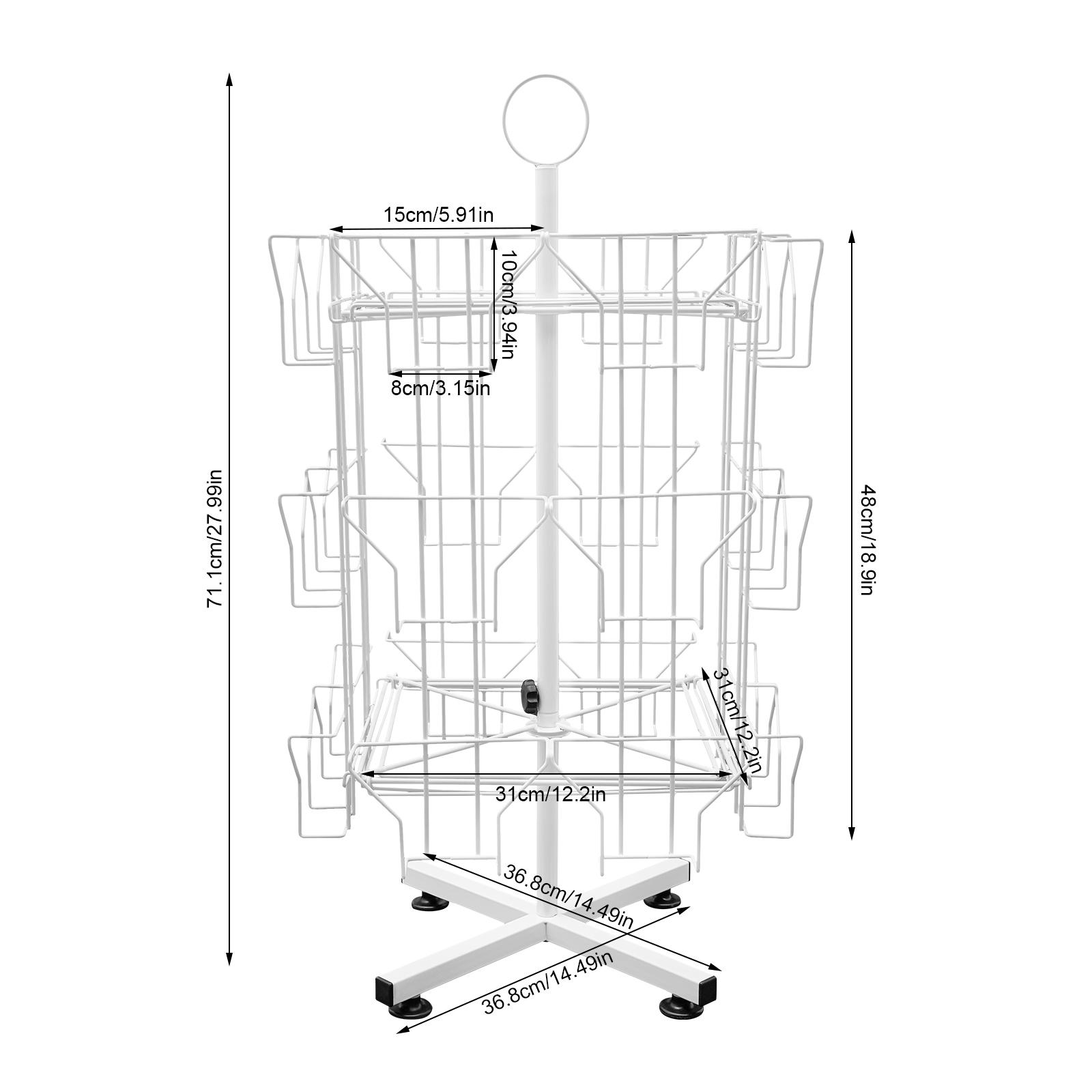 Вращающаяся стойка для поздравительных открыток с 24 карманами, трехъярусная металлическая вращающаяся напольная стойка для наклеек