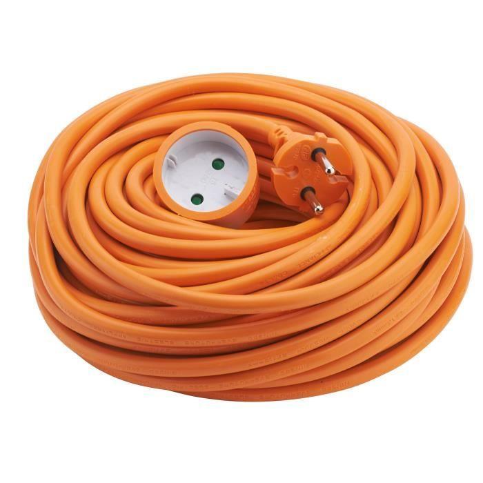 Rallonge électrique de jardin - DEBFLEX - 25 m - 16 A - HO5VV-F 2x1,5 mm² - Orange