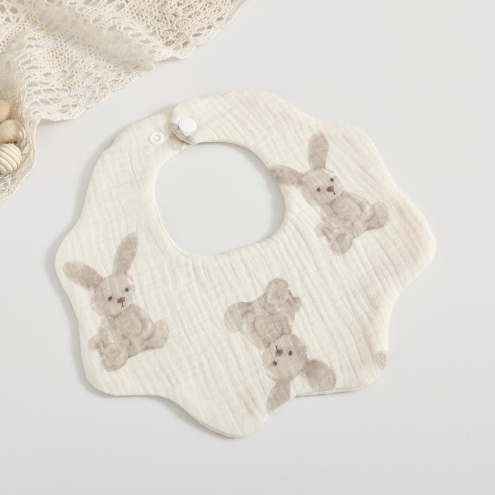 Korean 6-Layer Cotton Gauze Petal Bib: 360° Anti-Spit-Up Newborn Drool Towel.