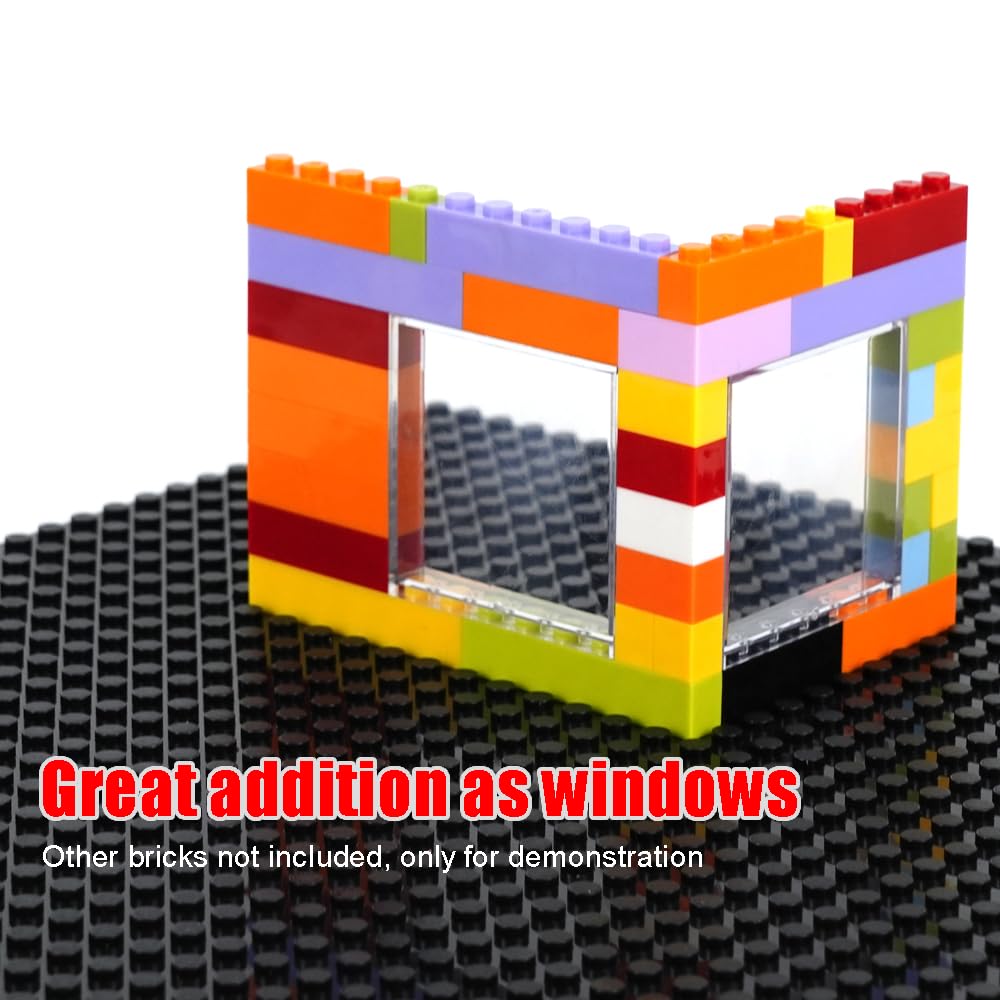Clear Window 60 Transparent Building Blocks Home Compatible Classic Building Blocks Mixed Set, Accessories, (Transparent Sizes)