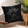 Black White Lines Fashion Woman Pillow Case Plush Fabric Soft Pillowcase Double Sided Print Cushion Cover Household Gifts