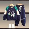 Autumn Winter Plus Velvet Thick Sets Boys Padded Sweater Pants Suit Warm Sports Outfit Children's Sports Clothes 2Pcs