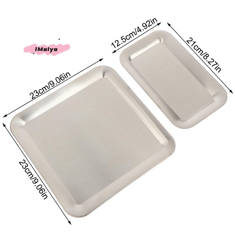 M-Luxury Square Rectangular Stainless Steel Serving Tray Cafe Cake Dessert Plate Storage Trays Home Kitchen Storage Table Dish