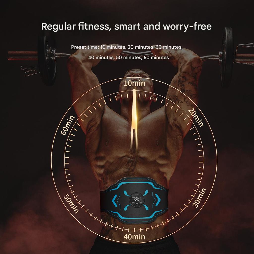 Rechargeable EMS Waist Trainer - Auto Timer Abdominal Massager, Smart Belt for Muscle Relaxation & Home Slimming