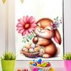 Little Rabbit Holding Flower Easter Egg Bedroom Living Room Study Decoration Electrostatic Glass Sticker