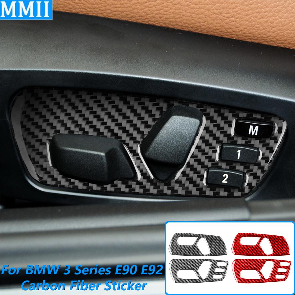 For BMW 3 Series E90 E92 M3 2005-2012 Seat Memory Button Control Panel Cover Carbon Fiber Car Accessories Decoration Sticker