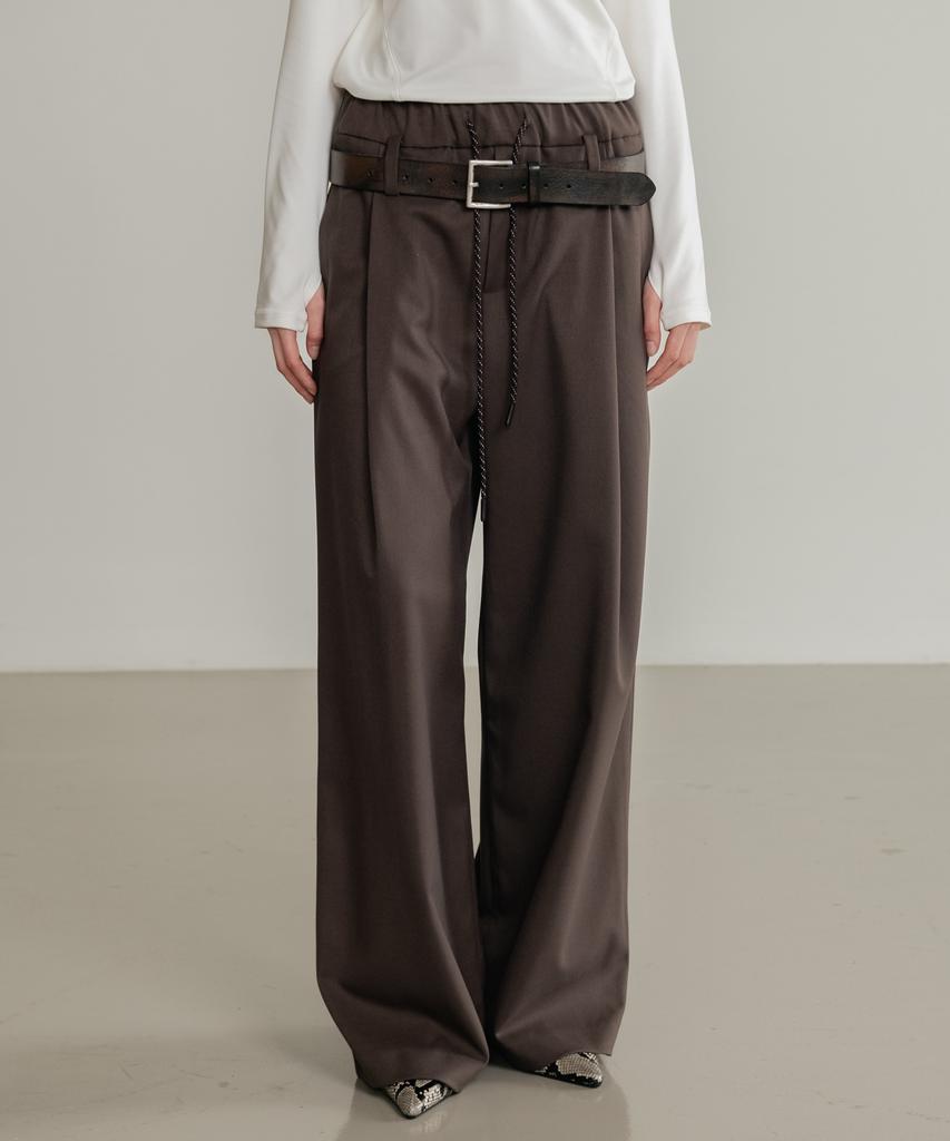 SSIN AND LEE (W) Low Loop Banding Slacks Brown