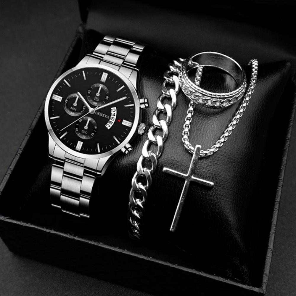 New Suit Fashion Business Calendar Watch Men'S Steel Belt Watch Watch Business Explosion Bracelet Men'S Watch
