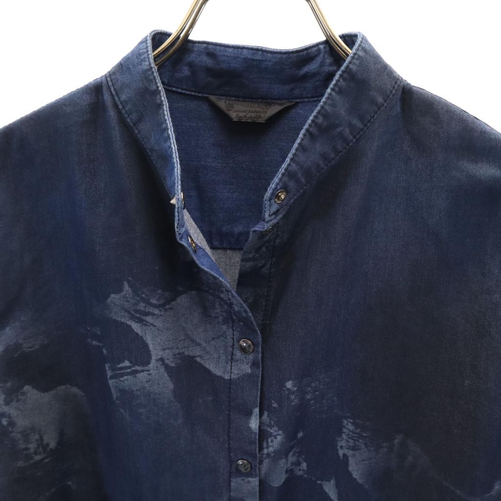 DIESEL Overall handle Long sleeve Band collar shirt M Navy Women Used