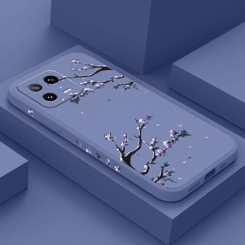 Purple Flower Rain Phone Case For Xiaomi 17 15 15T 14 14T 13 13T 12 12X 12T 12S Mi 11 11T 10 10T Pro Max Lite Liquid Silicone Co