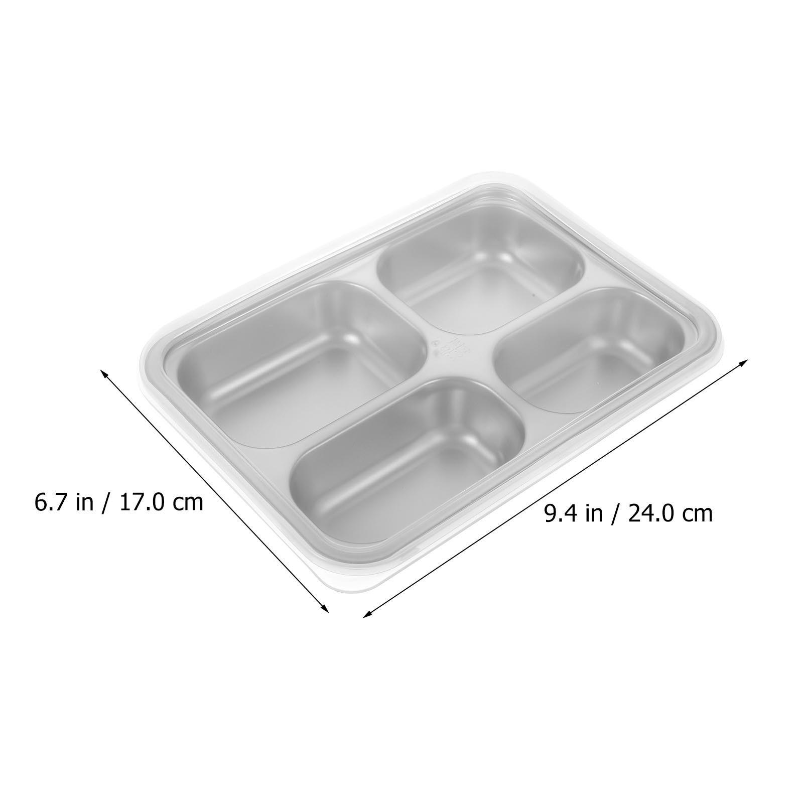 1Pcs Stainless Steel Divided Food Plate 4-Compartment Rectangular Serving Tray for Lunch Camping Picnic Bento Box Kids Meal Prep