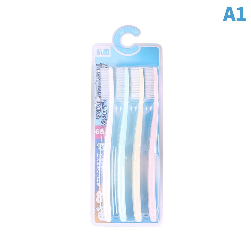 

4Pcs Colorful Unisex Soft Long Head Adult Big Head Toothbrush Comfortable Soft Oral Cleaning Teeth Brush Manual Toothbrush Set