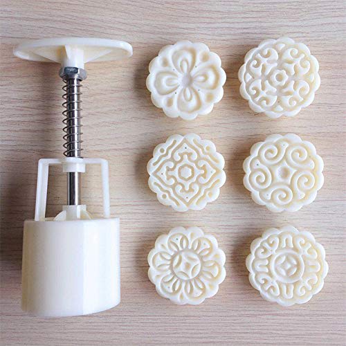 BEAUTY PLAYER Mooncake Mold, Mooncake Mold, Mooncake Stamps x 6, Mooncake Mold Press, Manual Pressure Mooncake Mold Press for Mung Bean Cake, Mung Bea
