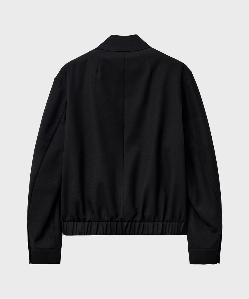 Noirer Oversized Wool Harrington Jacket (Black)
