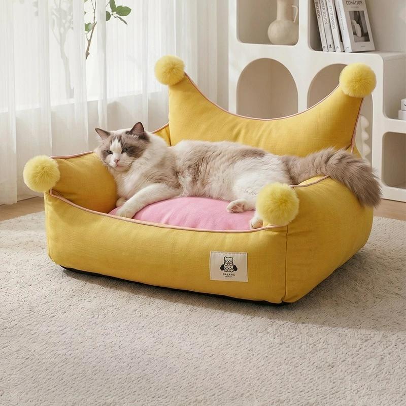Four Seasons Pet Sofa Nest Crown Nest Backrest Nest Spring and Summer Cool Small and Medium Bichon Kennel Cat Nest Pet Nest