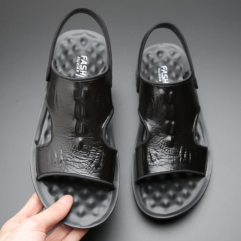 2025 Summer New Men's First Layer Cowhide Sandals Men's Soft Leather Beach Shoes Casual Men's Shoes Platform Soft Leather Slippers