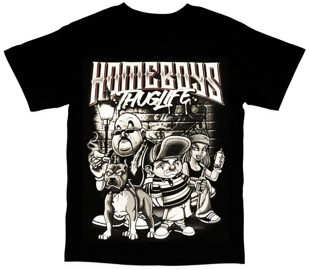 Homeboys Thug Life cartoon print Mens Unisex T-Shirt XL