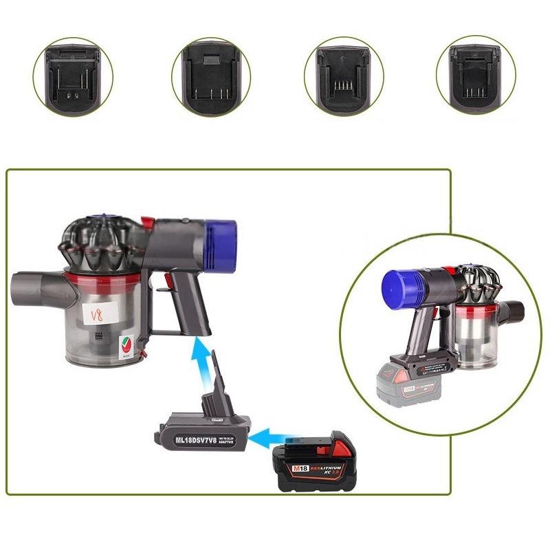 1 Piece For Makita For Dewalt 18V Lithium Battery Converter To For V7 V8 Series Vacuum Cleaner Tool Adapter