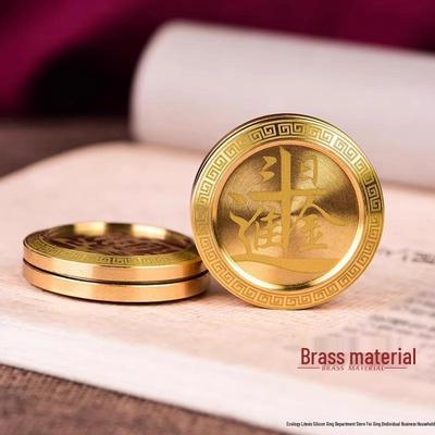 Brass Pop Coin EDC Spinner: Portable Decompression Hand Tool, Luck-Changing, Card-Playing Money Artifact