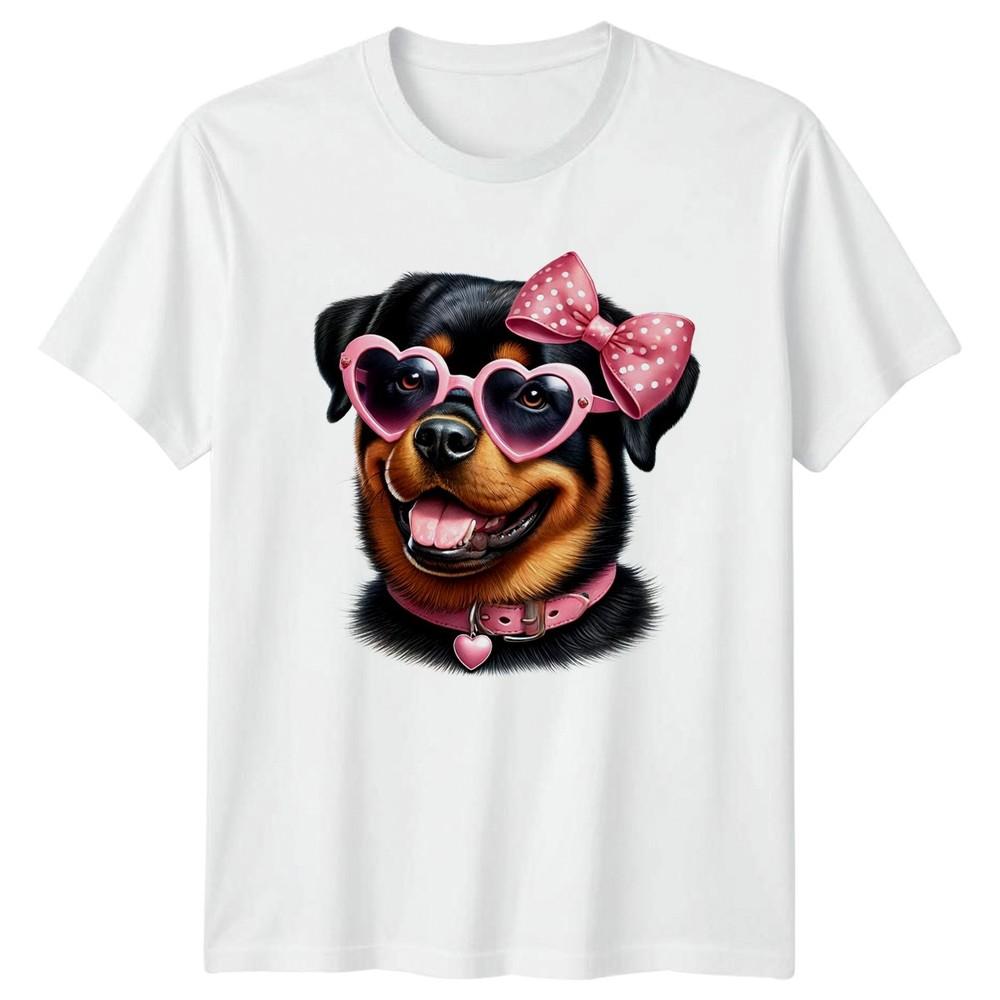 Glamorous Rottweiler Dog Wearing Heart Unisexs TShirt Rottweiler Dog Lover S