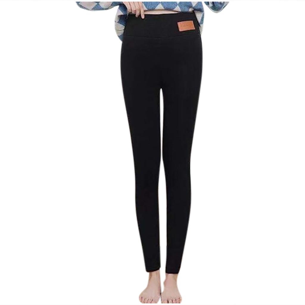 Solid Warm Winter Tight Thick Velvet Wool Women Cashmere Pants Trousers Leggings